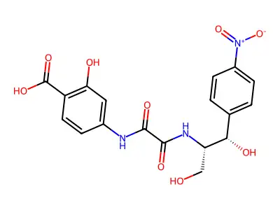 Salicylic acid, 4-(N(sup 2)-(1,3-dihydroxy-2-(p-nitrophenyl)-2-propyl)oxamido)-, L-threo-, (+)- structure