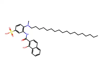 3-((1-Hydroxy-2-naphthyl)carbamoyl)-4-(methyloctadecyl)benzenesulphonic acid structure