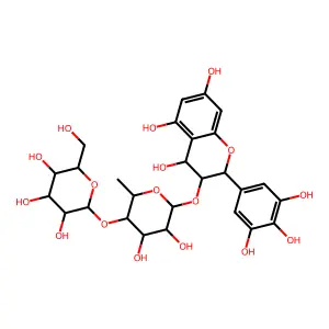 Leucodelphinidin-3-O-alpha-L-rhamnopyranoside structure