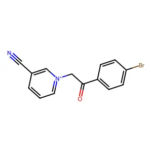 1-[2-(4-Bromophenyl)-2-oxoethyl]-3-cyanopyridinium structure