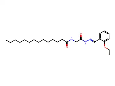 N-[2-[2-[(2-ethoxyphenyl)methylidene]hydrazinyl]-2-oxoethyl]tetradecanamide structure