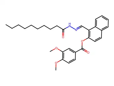 [1-[(Decanoylhydrazinylidene)methyl]naphthalen-2-yl] 3,4-dimethoxybenzoate structure