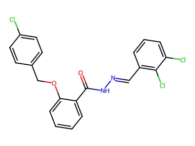 2-[(4-chlorophenyl)methoxy]-N-[(2,3-dichlorophenyl)methylideneamino]benzamide structure