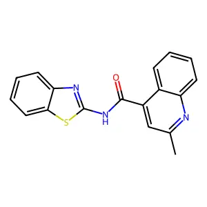 N-(1,3-benzothiazol-2-yl)-2-methylquinoline-4-carboxamide structure