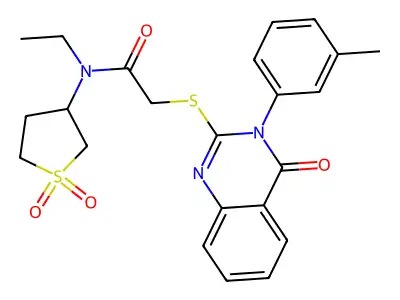 N-(1,1-dioxothiolan-3-yl)-N-ethyl-2-[3-(3-methylphenyl)-4-oxoquinazolin-2-yl]sulfanylacetamide structure