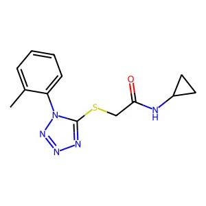 N-cyclopropyl-2-[1-(2-methylphenyl)tetrazol-5-yl]sulfanylacetamide structure
