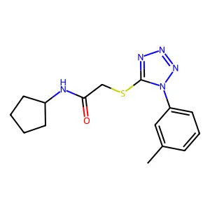 N-cyclopentyl-2-[1-(3-methylphenyl)tetrazol-5-yl]sulfanylacetamide structure
