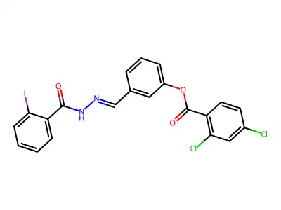 [3-[[(2-Iodobenzoyl)hydrazinylidene]methyl]phenyl] 2,4-dichlorobenzoate structure