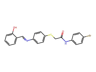 N-(4-Bromophenyl)-2-((4-((2-hydroxybenzylidene)amino)phenyl)thio)acetamide structure