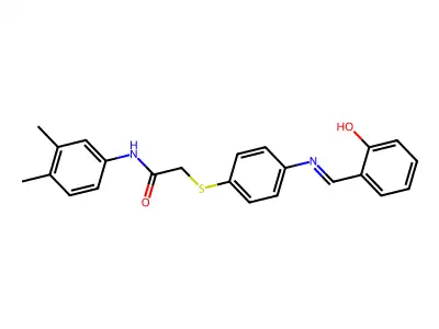 N-(3,4-Dimethylphenyl)-2-((4-((2-hydroxybenzylidene)amino)phenyl)thio)acetamide structure
