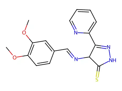 4-((3,4-Dimethoxybenzylidene)amino)-5-(2-pyridinyl)-4H-pyrazol-3-YL hydrosulfide structure