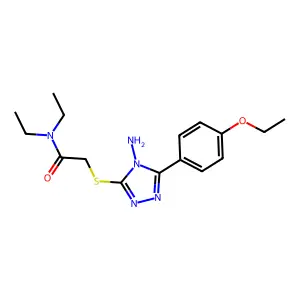 2-[4-amino-5-(4-ethoxyphenyl)(1,2,4-triazol-3-ylthio)]-N,N-diethylacetamide structure