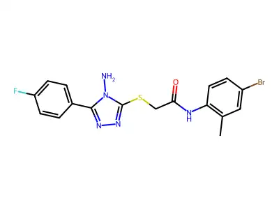 2-[4-amino-5-(4-fluorophenyl)(1,2,4-triazol-3-ylthio)]-N-(4-bromo-2-methylphen yl)acetamide structure