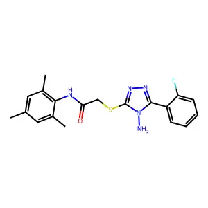 2-{[4-amino-5-(2-fluorophenyl)-4H-1,2,4-triazol-3-yl]sulfanyl}-N-(2,4,6-trimethylphenyl)acetamide structure