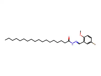 N-[(5-bromo-2-methoxyphenyl)methylideneamino]octadecanamide structure