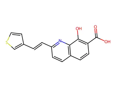 7-Quinolinecarboxylic acid, 8-hydroxy-2-[2-(3-thienyl)ethenyl]- structure