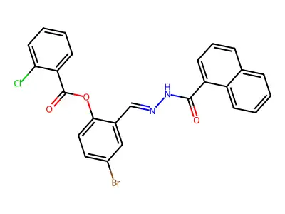 [4-bromo-2-[(naphthalene-1-carbonylhydrazinylidene)methyl]phenyl] 2-chlorobenzoate structure
