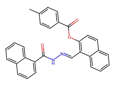 [1-[(naphthalene-1-carbonylhydrazinylidene)methyl]naphthalen-2-yl] 4-methylbenzoate structure