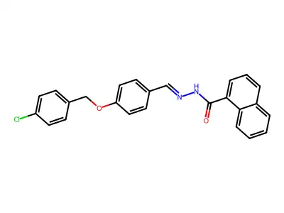 N-[[4-[(4-chlorophenyl)methoxy]phenyl]methylideneamino]naphthalene-1-carboxamide structure