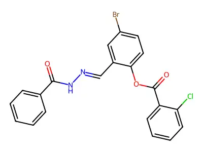 [2-[(Benzoylhydrazinylidene)methyl]-4-bromophenyl] 2-chlorobenzoate structure