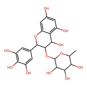 alpha-L-Mannopyranoside, 3,4-dihydro-4,5,7-trihydroxy-2-(3,4,5-trihydroxyphenyl)-2H-1-benzopyran-3-yl 6-deoxy- structure
