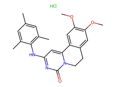 2-(Mesitylamino)-9,10-dimethoxy-6,7-dihydro-4H-pyrimido[6,1-a]isoquinolin-4-one hydrochloride structure