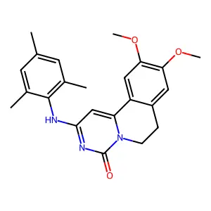 2-(Mesitylamino)-9,10-dimethoxy-6,7-dihydro-4H-pyrimido(6,1-a)isoquinolin-4-one structure