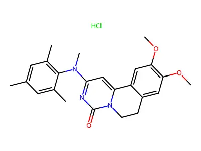 4H-Pyrimido(6,1-a)isoquinolin-4-one, 6,7-dihydro-9,10-dimethoxy-2-(methyl(2,4,6-trimethylphenyl)amino)-, hydrochloride, hydrate structure