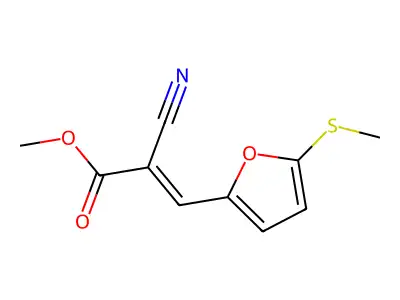 2-Cyano-3-[5-methylthio-2-furanyl]-2-propenoic acid, methyl ester structure