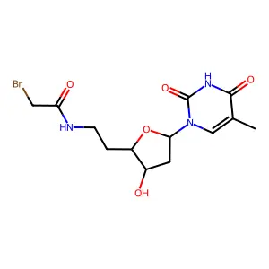 2-bromo-N-[2-[3-hydroxy-5-(5-methyl-2,4-dioxopyrimidin-1-yl)oxolan-2-yl]ethyl]acetamide structure