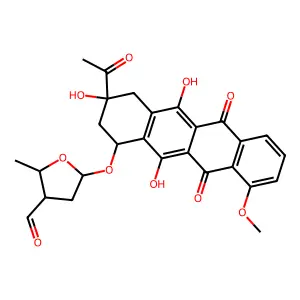 7(O)-(2,3,5-Trideoxy-3-C-formylpentafuranosyl)daunomycinone structure