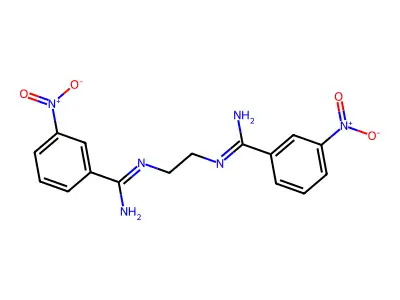 N,N'-ethane-1,2-diylbis(3-nitrobenzenecarboximidamide) structure