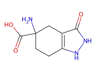 5-amino-3-oxo-2,4,6,7-tetrahydro-1H-indazole-5-carboxylic acid structure