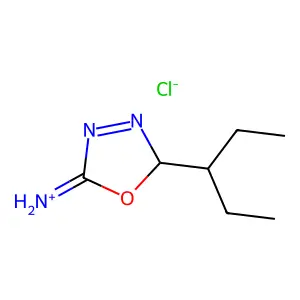 delta(sup 2)-1,3,4-Oxadiazoline, 2-(1-ethylpropyl)-5-imino-, hydrochloride structure