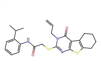 N-[2-(methylethyl)phenyl]-2-(4-oxo-3-prop-2-enyl(3,5,6,7,8-pentahydrobenzo[b]t hiopheno[2,3-d]pyrimidin-2-ylthio))acetamide structure