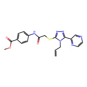 methyl 4-[({[4-(prop-2-en-1-yl)-5-(pyrazin-2-yl)-4H-1,2,4-triazol-3-yl]sulfanyl}acetyl)amino]benzoate structure