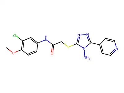 2-{[4-amino-5-(pyridin-4-yl)-4H-1,2,4-triazol-3-yl]sulfanyl}-N-(3-chloro-4-methoxyphenyl)acetamide structure