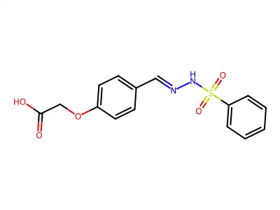 2-[4-[(Benzenesulfonylhydrazinylidene)methyl]phenoxy]acetic acid structure