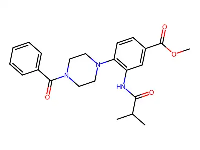 Methyl 4-(4-benzoyl-1-piperazinyl)-3-(isobutyrylamino)benzoate structure