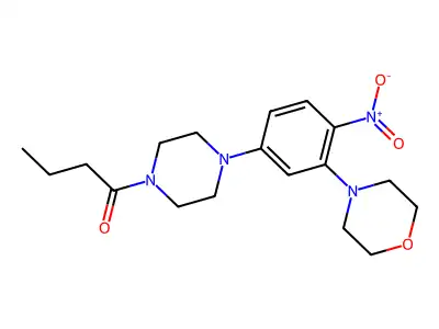 1-[4-(3-Morpholin-4-yl-4-nitrophenyl)piperazin-1-yl]butan-1-one structure