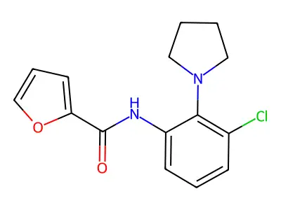 N-[3-chloro-2-(1-pyrrolidinyl)phenyl]-2-furamide structure