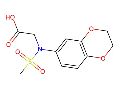 N-(2,3-dihydro-1,4-benzodioxin-6-yl)-N-(methylsulfonyl)glycine structure