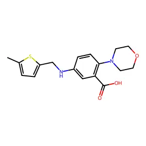 5-{[(5-Methyl-2-thienyl)methyl]amino}-2-(4-morpholinyl)benzoic acid structure