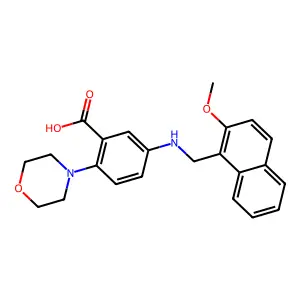 5-{[(2-Methoxy-1-naphthyl)methyl]amino}-2-(4-morpholinyl)benzoic acid structure