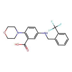 2-(4-Morpholinyl)-5-{[2-(trifluoromethyl)benzyl]amino}benzoic acid structure