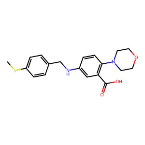 5-{[4-(Methylsulfanyl)benzyl]amino}-2-(4-morpholinyl)benzoic acid structure