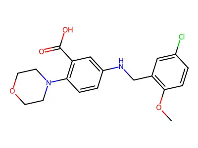 5-[(5-Chloro-2-methoxybenzyl)amino]-2-(4-morpholinyl)benzoic acid structure