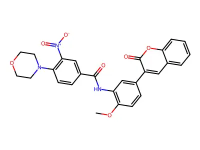 N-[2-methoxy-5-(2-oxochromen-3-yl)phenyl]-4-morpholin-4-yl-3-nitrobenzamide structure