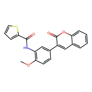N-[2-methoxy-5-(2-oxochromen-3-yl)phenyl]thiophene-2-carboxamide structure