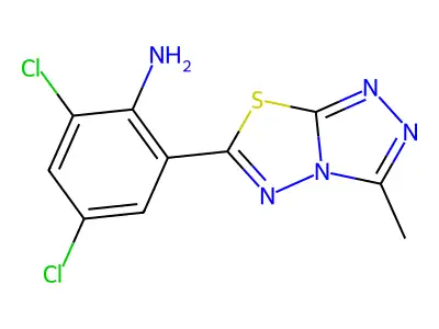 2,4-Dichloro-6-(3-methyl-[1,2,4]triazolo[3,4-b][1,3,4]thiadiazol-6-yl)aniline structure
